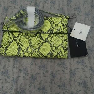 Zara Lime Green Dual Purse Neon Snake Print